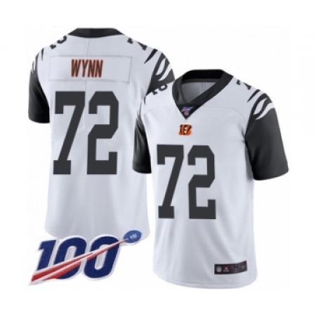 Men's Cincinnati Bengals #72 Kerry Wynn Limited White Rush Vapor Untouchable 100th Season Football Jersey