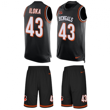 Men's Nike Cincinnati Bengals #43 George Iloka Limited Black Tank Top Suit NFL Jersey