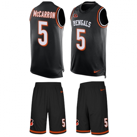Men's Nike Cincinnati Bengals #5 AJ McCarron Limited Black Tank Top Suit NFL Jersey