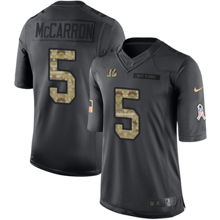 Youth Nike Cincinnati Bengals #5 AJ McCarron Limited Black 2016 Salute to Service NFL Jersey