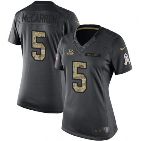 Women's Nike Cincinnati Bengals #5 AJ McCarron Limited Black 2016 Salute to Service NFL Jersey