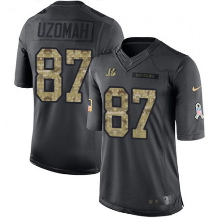 Youth Nike Cincinnati Bengals #87 C.J. Uzomah Limited Black 2016 Salute to Service NFL Jersey