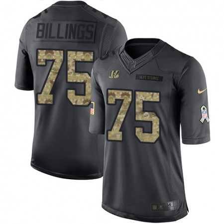 Youth Nike Cincinnati Bengals #75 Andrew Billings Limited Black 2016 Salute to Service NFL Jersey