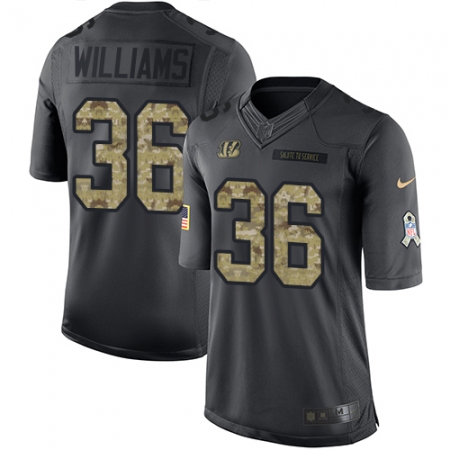 Youth Nike Cincinnati Bengals #36 Shawn Williams Limited Black 2016 Salute to Service NFL Jersey