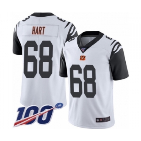 Men's Cincinnati Bengals #68 Bobby Hart Limited White Rush Vapor Untouchable 100th Season Football Jersey