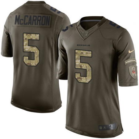 Men's Nike Cincinnati Bengals #5 AJ McCarron Elite Green Salute to Service NFL Jersey