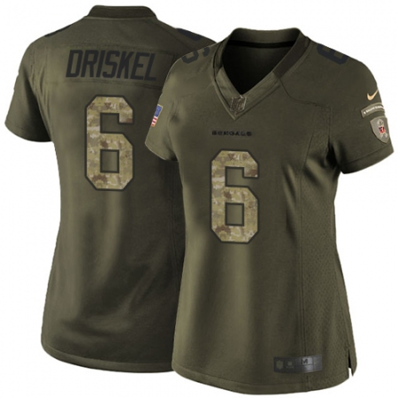 Women's Nike Cincinnati Bengals #6 Jeff Driskel Elite Green Salute to Service NFL Jersey