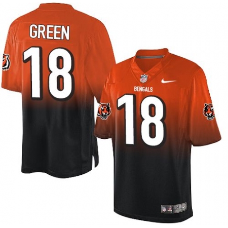 Men's Nike Cincinnati Bengals #18 A.J. Green Elite Orange/Black Fadeaway NFL Jersey