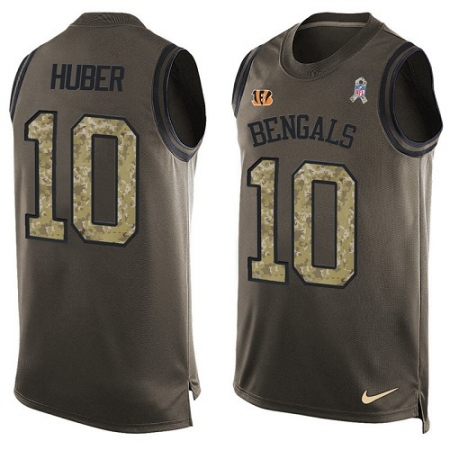 Men's Nike Cincinnati Bengals #10 Kevin Huber Limited Green Salute to Service Tank Top NFL Jersey