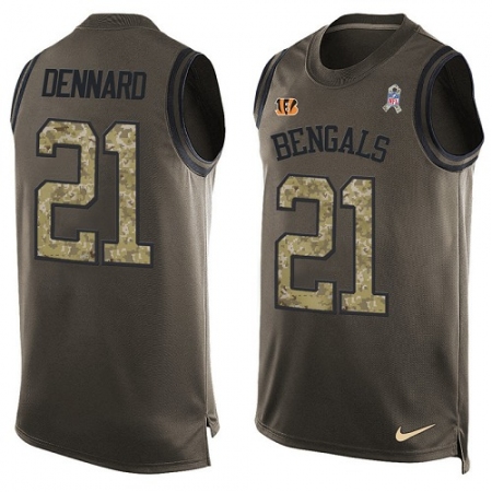 Men's Nike Cincinnati Bengals #21 Darqueze Dennard Limited Green Salute to Service Tank Top NFL Jersey