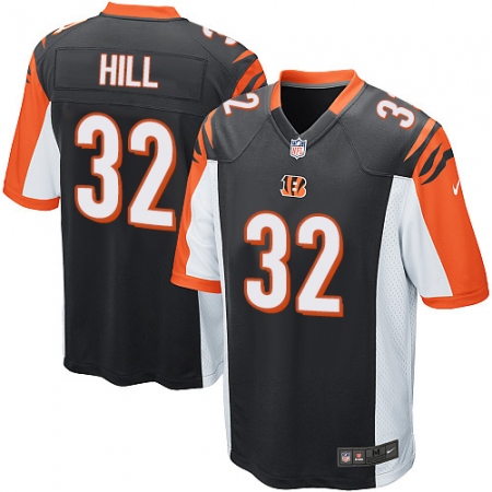 Men's Nike Cincinnati Bengals #32 Jeremy Hill Game Black Team Color NFL Jersey