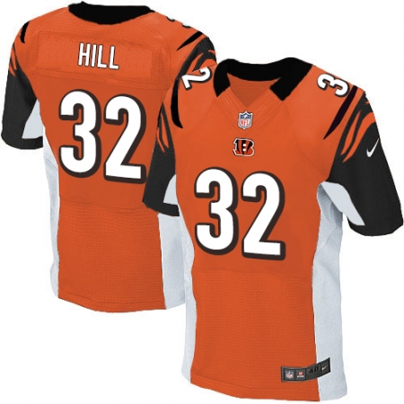 Men's Nike Cincinnati Bengals #32 Jeremy Hill Elite Orange Alternate NFL Jersey