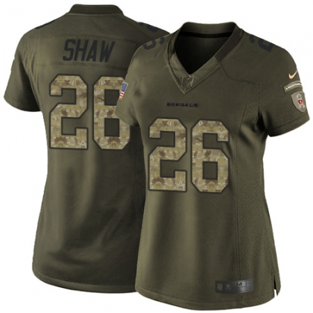 Women's Nike Cincinnati Bengals #26 Josh Shaw Elite Green Salute to Service NFL Jersey