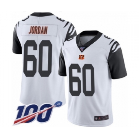 Men's Cincinnati Bengals #60 Michael Jordan Limited White Rush Vapor Untouchable 100th Season Football Jersey