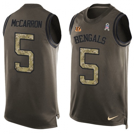 Men's Nike Cincinnati Bengals #5 AJ McCarron Limited Green Salute to Service Tank Top NFL Jersey