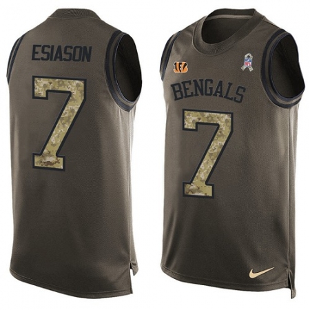 Men's Nike Cincinnati Bengals #7 Boomer Esiason Limited Green Salute to Service Tank Top NFL Jersey