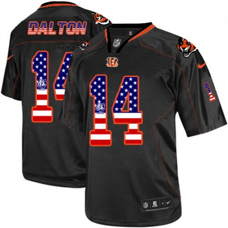 Men's Nike Cincinnati Bengals #14 Andy Dalton Elite Black USA Flag Fashion NFL Jersey