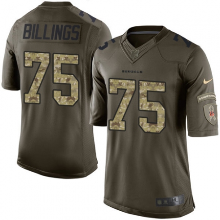 Men's Nike Cincinnati Bengals #75 Andrew Billings Elite Green Salute to Service NFL Jersey