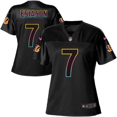 Women's Nike Cincinnati Bengals #7 Boomer Esiason Game Black Fashion NFL Jersey