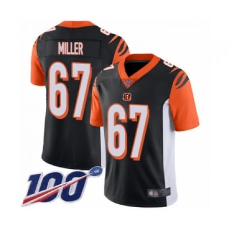 Men's Cincinnati Bengals #67 John Miller Black Team Color Vapor Untouchable Limited Player 100th Season Football Jersey