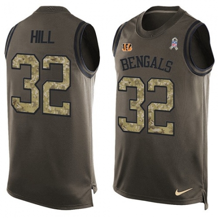 Men's Nike Cincinnati Bengals #32 Jeremy Hill Limited Green Salute to Service Tank Top NFL Jersey