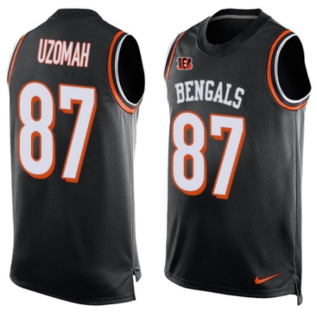 Men's Nike Cincinnati Bengals #87 C.J. Uzomah Limited Black Player Name & Number Tank Top NFL Jersey
