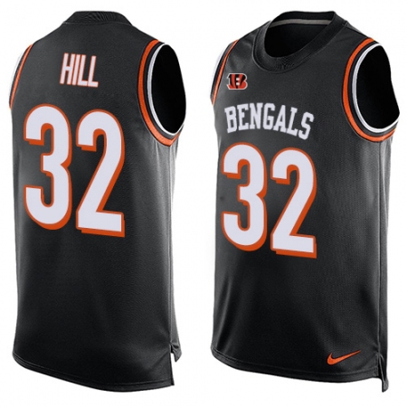Men's Nike Cincinnati Bengals #32 Jeremy Hill Limited Black Player Name & Number Tank Top NFL Jersey