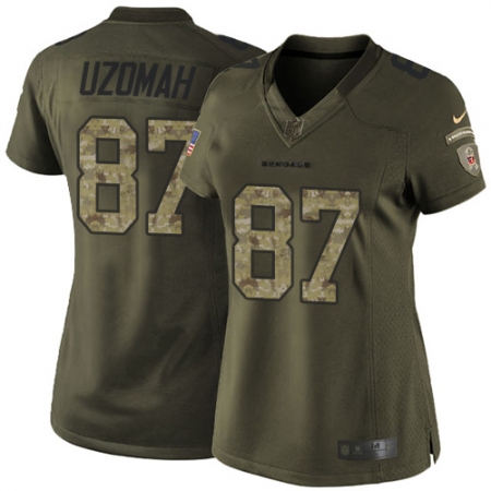 Women's Nike Cincinnati Bengals #87 C.J. Uzomah Elite Green Salute to Service NFL Jersey