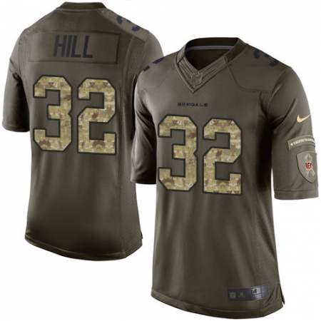 Men's Nike Cincinnati Bengals #32 Jeremy Hill Elite Green Salute to Service NFL Jersey