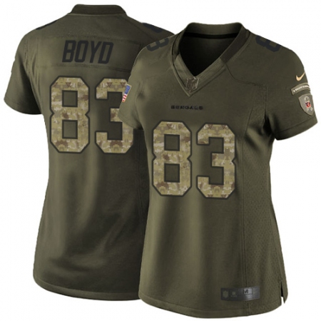 Women's Nike Cincinnati Bengals #83 Tyler Boyd Elite Green Salute to Service NFL Jersey