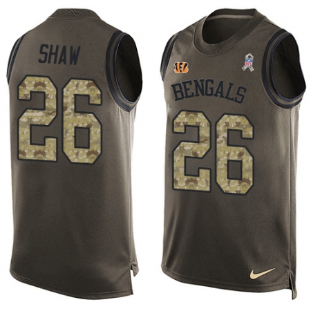 Men's Nike Cincinnati Bengals #26 Josh Shaw Limited Green Salute to Service Tank Top NFL Jersey