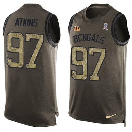 Men's Nike Cincinnati Bengals #97 Geno Atkins Limited Green Salute to Service Tank Top NFL Jersey