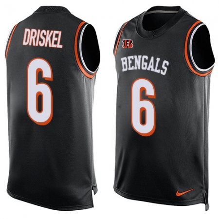 Men's Nike Cincinnati Bengals #6 Jeff Driskel Limited Black Player Name & Number Tank Top NFL Jersey