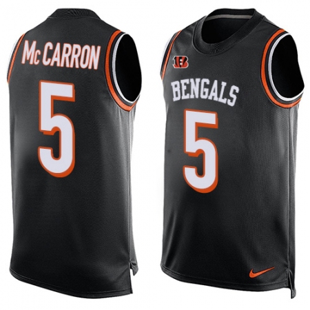 Men's Nike Cincinnati Bengals #5 AJ McCarron Limited Black Player Name & Number Tank Top NFL Jersey