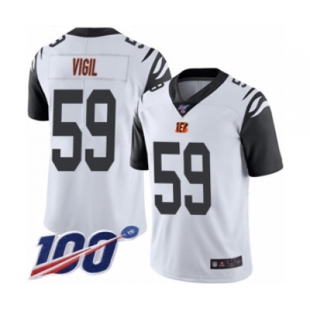 Men's Cincinnati Bengals #59 Nick Vigil Limited White Rush Vapor Untouchable 100th Season Football Jersey