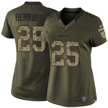 Women's Nike Cincinnati Bengals #25 Giovani Bernard Elite Green Salute to Service NFL Jersey