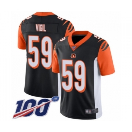 Men's Cincinnati Bengals #59 Nick Vigil Black Team Color Vapor Untouchable Limited Player 100th Season Football Jersey