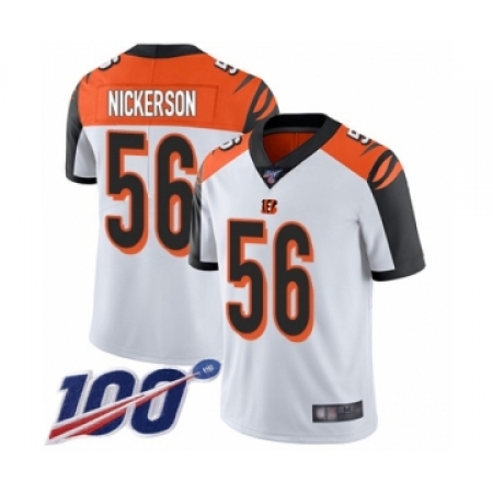 Men's Cincinnati Bengals #56 Hardy Nickerson White Vapor Untouchable Limited Player 100th Season Football Jersey