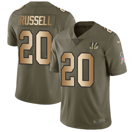 Youth Nike Cincinnati Bengals #20 KeiVarae Russell Limited Olive/Gold 2017 Salute to Service NFL Jersey