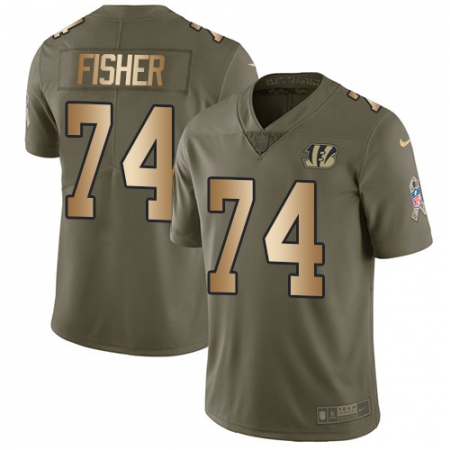 Youth Nike Cincinnati Bengals #74 Jake Fisher Limited Olive/Gold 2017 Salute to Service NFL Jersey