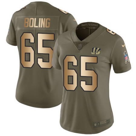 Women's Nike Cincinnati Bengals #65 Clint Boling Limited Olive/Gold 2017 Salute to Service NFL Jersey