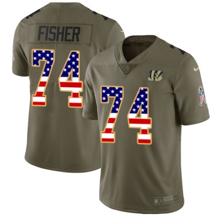 Youth Nike Cincinnati Bengals #74 Jake Fisher Limited Olive/USA Flag 2017 Salute to Service NFL Jersey