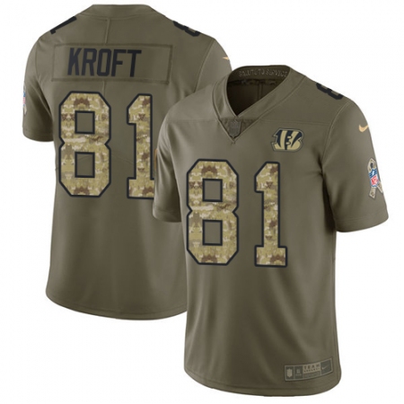 Youth Nike Cincinnati Bengals #81 Tyler Kroft Limited Olive/Camo 2017 Salute to Service NFL Jersey