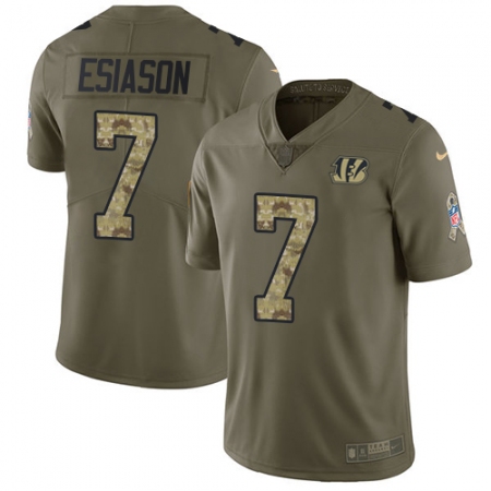 Youth Nike Cincinnati Bengals #7 Boomer Esiason Limited Olive/Camo 2017 Salute to Service NFL Jersey