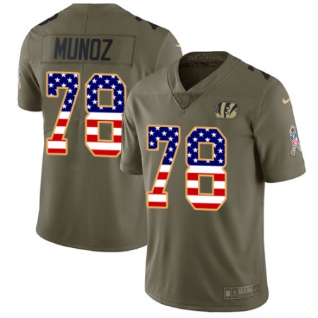 Youth Nike Cincinnati Bengals #78 Anthony Munoz Limited Olive/USA Flag 2017 Salute to Service NFL Jersey