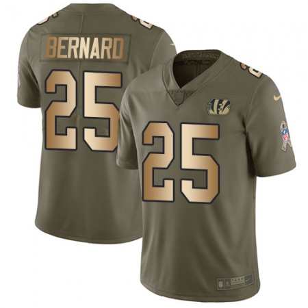 Youth Nike Cincinnati Bengals #25 Giovani Bernard Limited Olive/Gold 2017 Salute to Service NFL Jersey