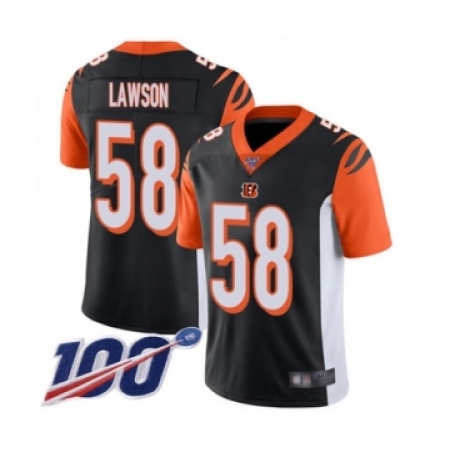 Men's Cincinnati Bengals #58 Carl Lawson Black Team Color Vapor Untouchable Limited Player 100th Season Football Jersey