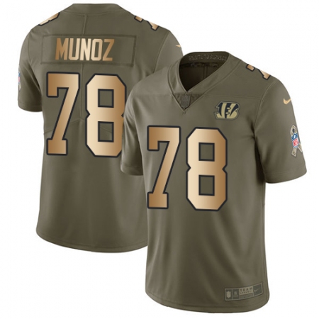 Youth Nike Cincinnati Bengals #78 Anthony Munoz Limited Olive/Gold 2017 Salute to Service NFL Jersey