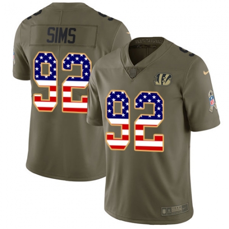Men's Nike Cincinnati Bengals #92 Pat Sims Limited Olive/USA Flag 2017 Salute to Service NFL Jersey