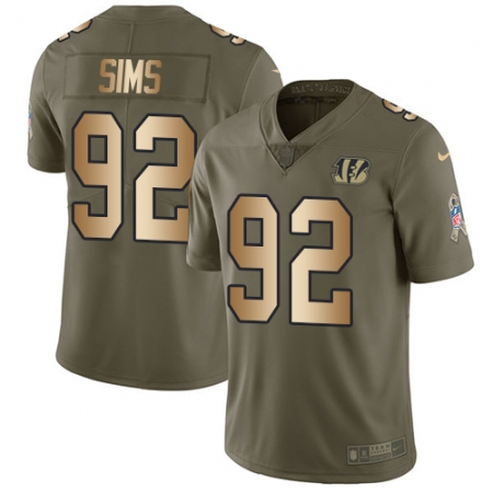Men's Nike Cincinnati Bengals #92 Pat Sims Limited Olive/Gold 2017 Salute to Service NFL Jersey